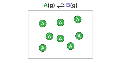 At the start of the reaction, the container contains gas A.