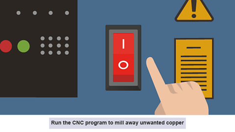 Run the CNC program to mill away unwanted copper