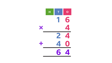 written method for 16 multiplied by 4