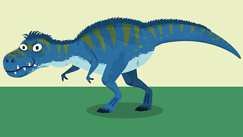 Image of a blue T Rex with green highlights on its body. 
