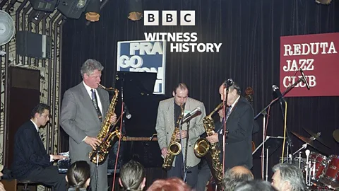 Witness History, Witness History, President Clinton plays the sax in Prague
