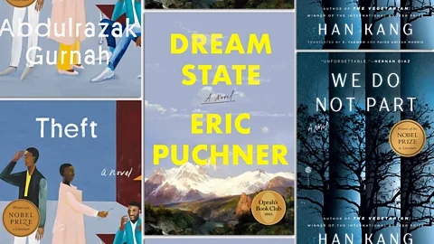 The book covers of Theft by Abdulrazak Gurnah, Dream State by Eric Puchner and We Do Not Part by Han Kang (Credit: Bloomsbury, Knopf, Penguin Random House)