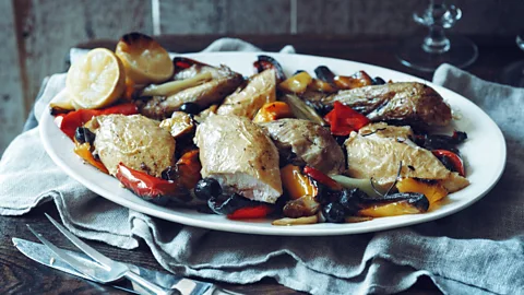 Italian Roast Chicken, Saffron Orzotto, Coffee Ice Cream