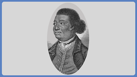 A black and white etching of a man dressed in 18th Century clothes