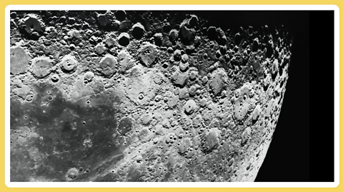 A close up of the Moon's surface showing craters