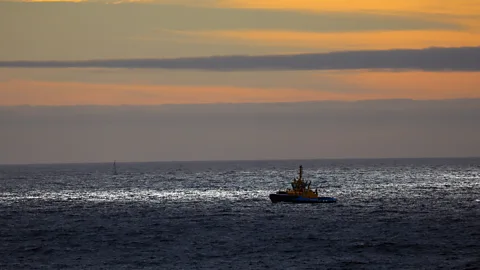 A boat on the ocean during an evacuation plan in Valparaiso, Chile, after the tsunami warning was issued following the magnitude 8.8 earthquake in Kamchatka (Credit: Getty Images)