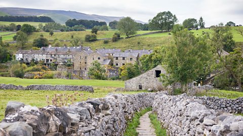 Dry stone walls at Sedber Lane, Grassington. Wharfedale landscape, Yorkshire Dales