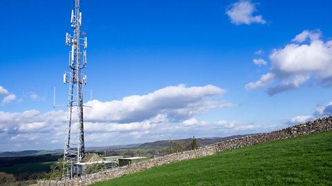 Mobile phone communication mast in field