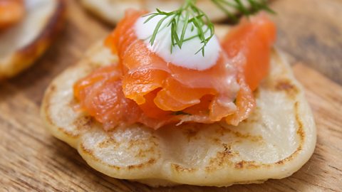 Russian Blinis with smoked salmon and sour cream