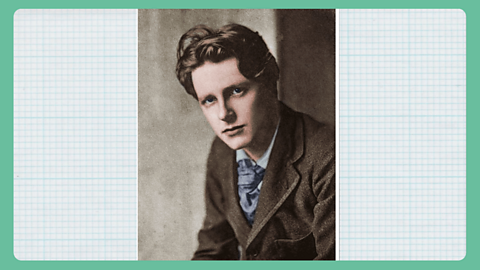 A colourised photograph of a young man wearing a jacket and tie