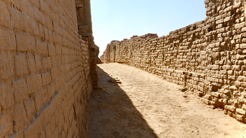 A residential street in the ruins of Mohenjo-Daro.