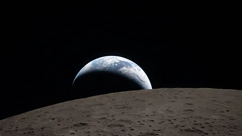 A view of the Earth's horizon from the dark side of the Moon (Credit: Nasa)