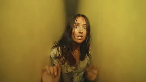 Two side-by-side stills from Obsession and Backrooms (Credit: Focus Features/ A24)