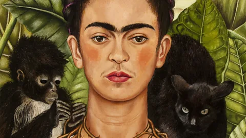 A cropped version of Self-Portrait with Thorn Necklace and Hummingbird by Frida Kahlo (Credit: Nickolas Muray/ Collection of Mexican Art)
