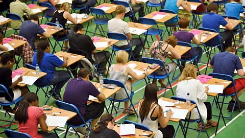 Students taking an exam