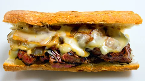 The Pat LaFrieda original filet mignon steak sandwich.
