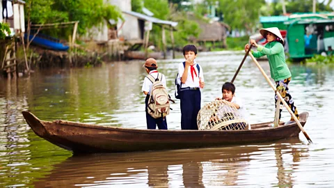 Schoolchildren on the Mekong Delta