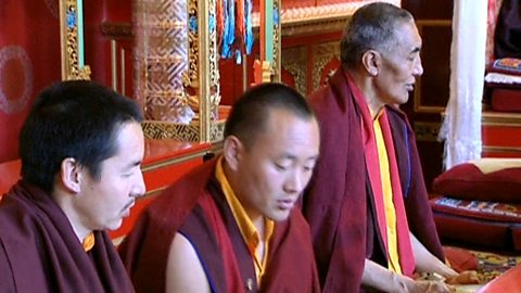 Buddhist prayer and meditation in a monastery