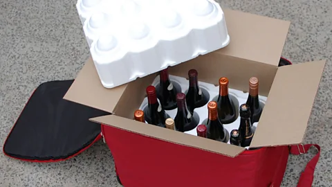 If you want to bring home a case of wine, you can check it as a separate piece of luggage using the collapsible Wine Check container.