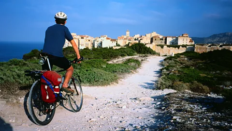 biking, cyclist, Bonifacio, Corsica, France