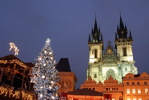 The giant Christmas tree lights up Pragueâs Old Town in all its magical glory. (Richard Nebesky/LPI)