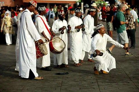 Moroccan Gnaoua dancers in Marrakesh's Djemaa el-Fna. (Doug McKinlay/LPI)