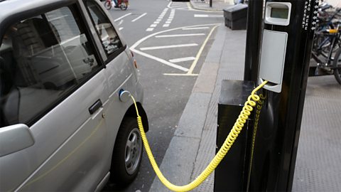 An electric car charging