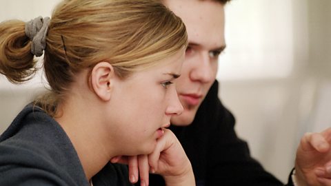 Students working at a computer