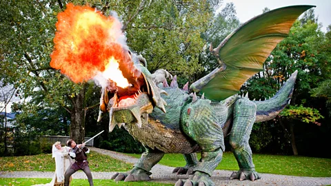 PA Zollner Elektronik’s dragon made it into the Guinness Book of World Records as the largest walking robot: 15.72m (51.57ft) in length, and 8.20m (26.90ft) in height. (Copyright: PA)