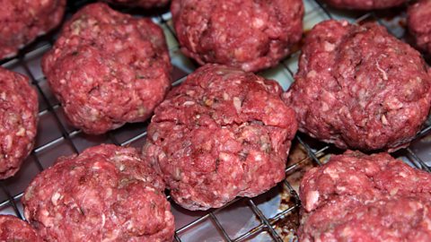 Red meat being cooked