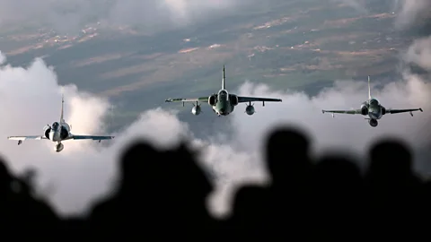 Jet fighters take part in Cruzex, a multi-national air exercise hosted by the Brazilian Air Force, in the city of Natal in Rio Grande do Norte. (Reuters)