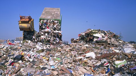 Landfill with piles of rubbish.