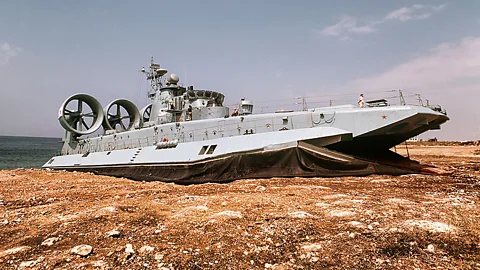 Another Soviet behemoth is the Zubr-class hovercraft, capable of carrying three tanks or 500 soldiers. They still serve in the navies of Russia, Ukraine and Greece. (US Navy)