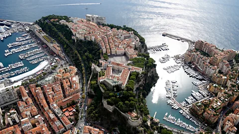An aerial view of Monaco's harbor
