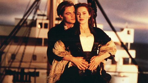 Leonardo DiCaprio and Kate Winslet in s scene from the film Titanic 1997