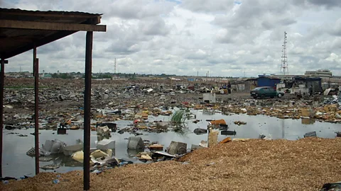 The e-wastelands of Agbogbloshie in Ghana, a large landfill full of discarded computers and electronics (Blacksmith Institute)