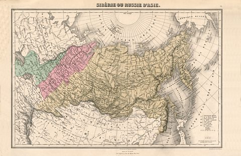 Period map of eastern Russia showing the location of Siberia