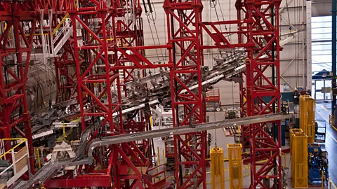 The wings are pulled up on a special rig until they crack under the strain (Bombardier)