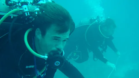 Researchers like Deron Burkepile routinely get wet outside the Aquarius base; the downside, he says, is the nappy rash you get on your skin (Deron Burkepile)