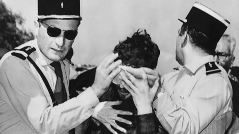 After emerging from a nine week stint in underground darkness, Michel Siffre needed to wear a blindfold to protect his eyes (Getty Images)