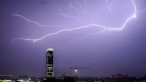 Lightning arcs across the sky during a storm in Guangzhou, Guangdong province in China. (Reuters)