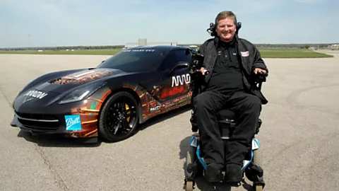 Sam Schmidt controlled this racing car using only head movements (USAF/Al Bright)