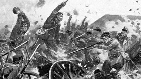 Artist's impression of fighting during the Russo-Japanese war