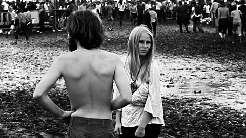 A muddy scene from Woodstock, 1969 (Everett Collection/REX)