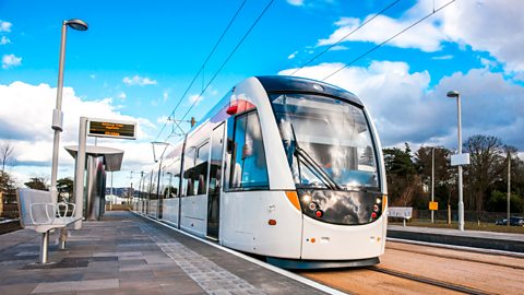 Edinburgh tram at a platform