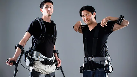 Daniel Fukuchi (right) and a fellow 'test pilot' (Berkeley Robotics & Human Engineering Laboratory)