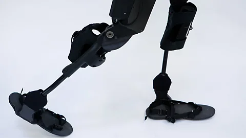 A pair of eLEGS, based on military technology and designed to help the paralysed walk again (Berkeley Bionics/Barcroft Media/Getty Images)