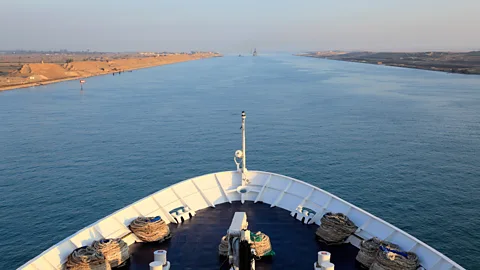 A cruise ship passes through the Suez Canal. (David Forman/Getty)