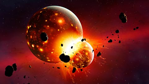 The Earth colliding with another ancient planet