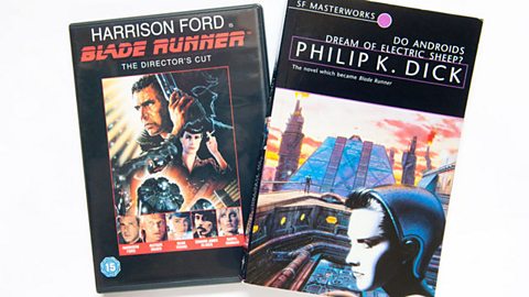 The fron covers of Do Androids Dream of Electric Sheep? and the classic SF film Blade Runner. 